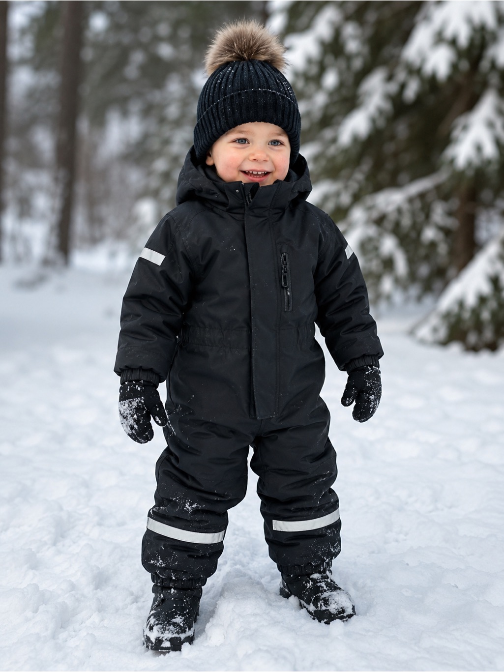 H&M Waterproof Windproof Toddler Snowsuit Black Reflective Size 3-4y